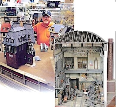 Above: Bob Letterman. Inset Above 'Quota' is a 1:15 scale (120mm) boxed and lit diorama of a Krupp factory scene in Germany where 88mm guns are made