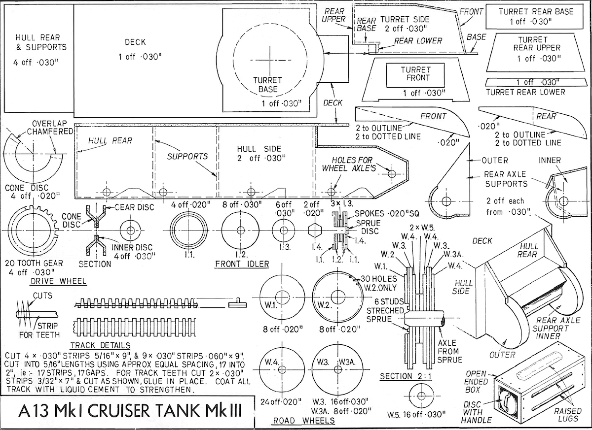 A13 Cruiser plans 1/35 scale