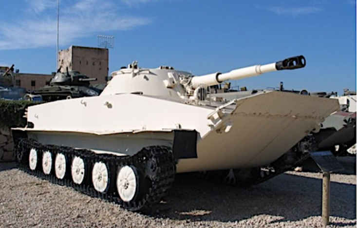 Captured Egyptian PT-76 in Yad-la Shiryon Museum in Israel. Note the raised trim vane. Bukvoed photo via Wikimedia